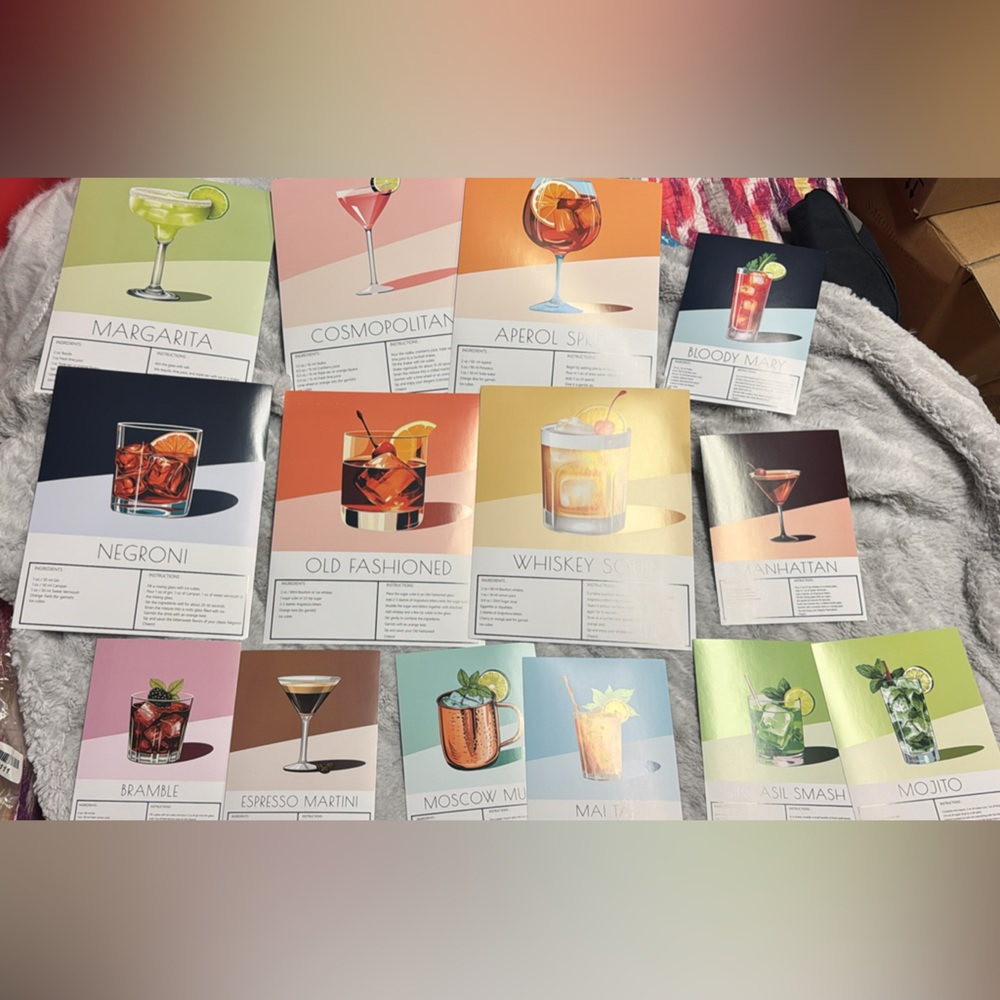 Unframed Cocktail wall Art Print Set